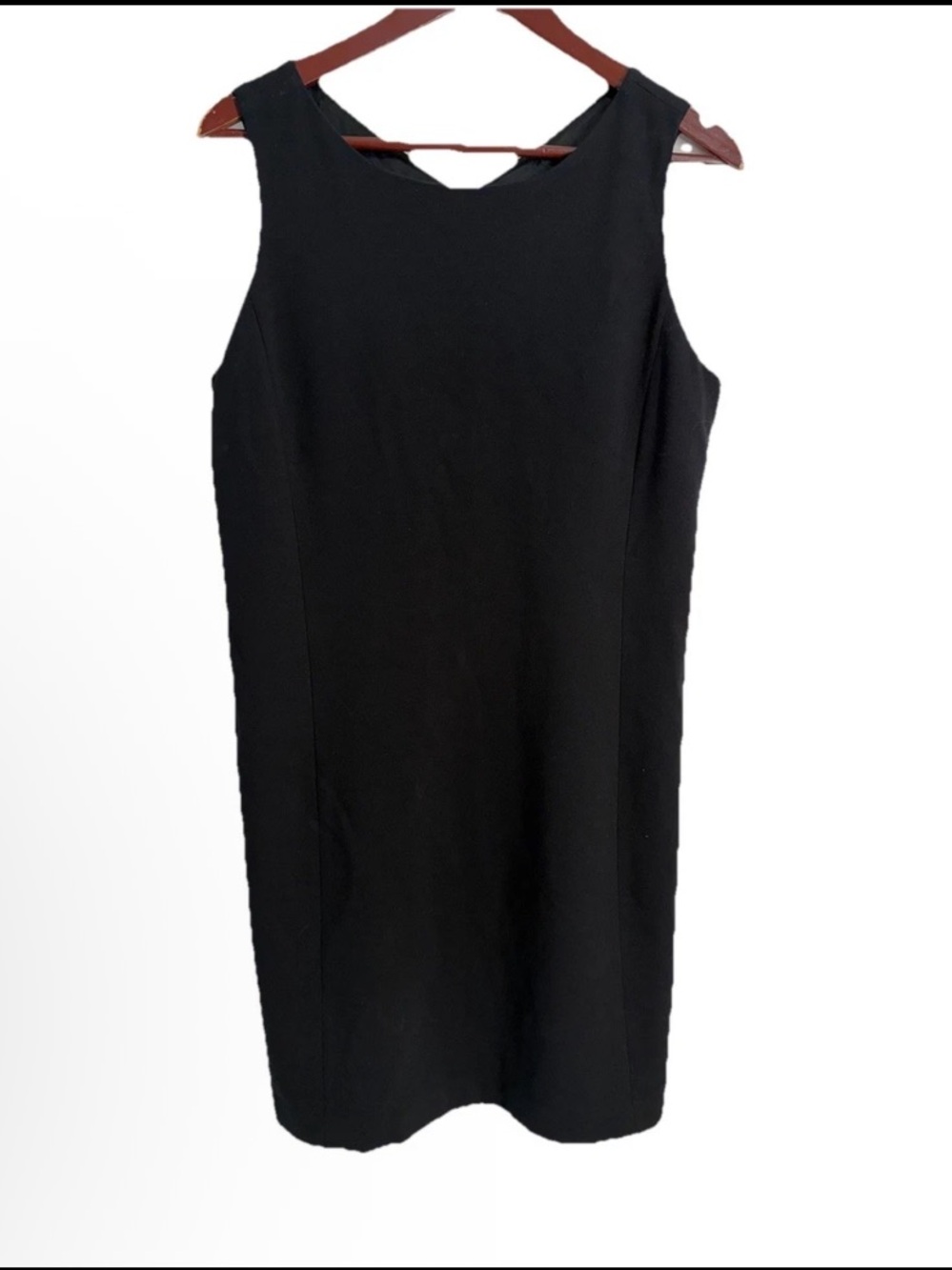 EILEEN FISHER Black V Neck Knee Length Sleeveless Silk Lined Dress Size M